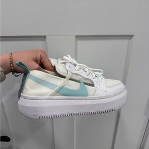 Nike Court Vision Womens White Green Alta TXT Basketball Running Sneakers